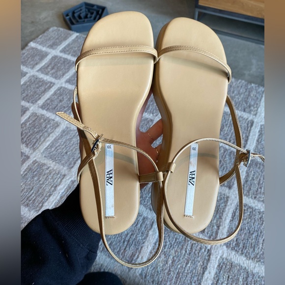 Zara Tan Platform Sandals Size 8 - Picture 2 of 12